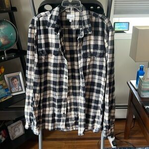 Men’s Plaid - black/white - 2XLT - button down shirt